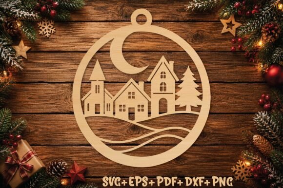 Download Christmas Village Ornament SVG Laser Cut - Ornament svg Collection