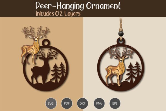 Download Hanging Deer Ornament SVG - Ornament svg Collection