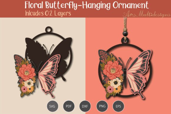 Download Hanging Floral Butterfly Ornament SVG - Ornament svg Collection