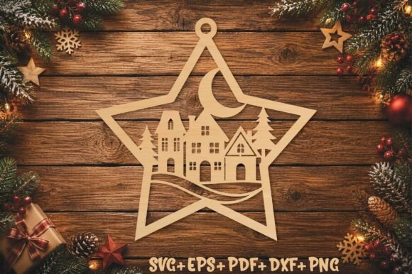 Download Christmas Village Star Ornament SVG - Ornament svg Collection
