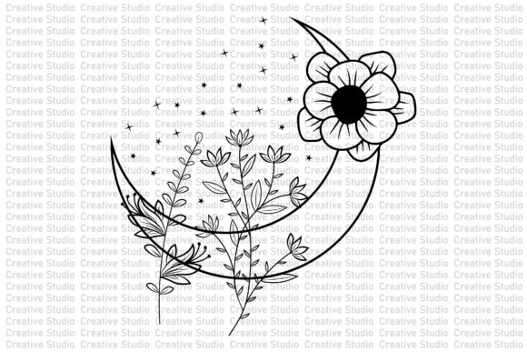 Download Moon Wildflower SVG Design Vector - Flower svg Collection